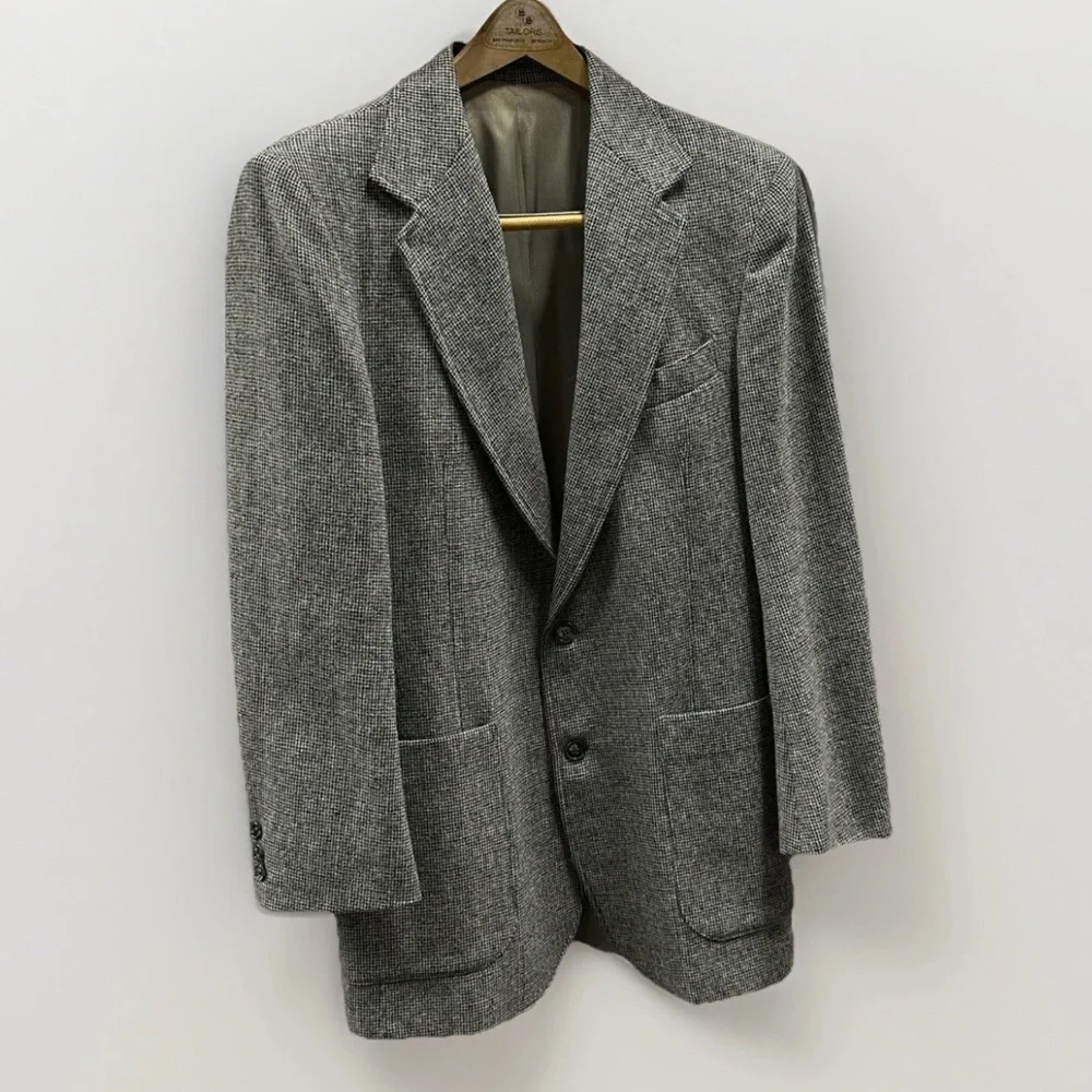 Vintage Angels Flight Tobias‎ Kotzin Men’s 40R Blazer Jacket Gray Wool Tweed USA